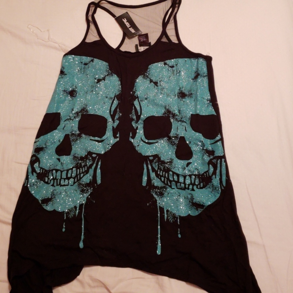 Glittery skull tank top